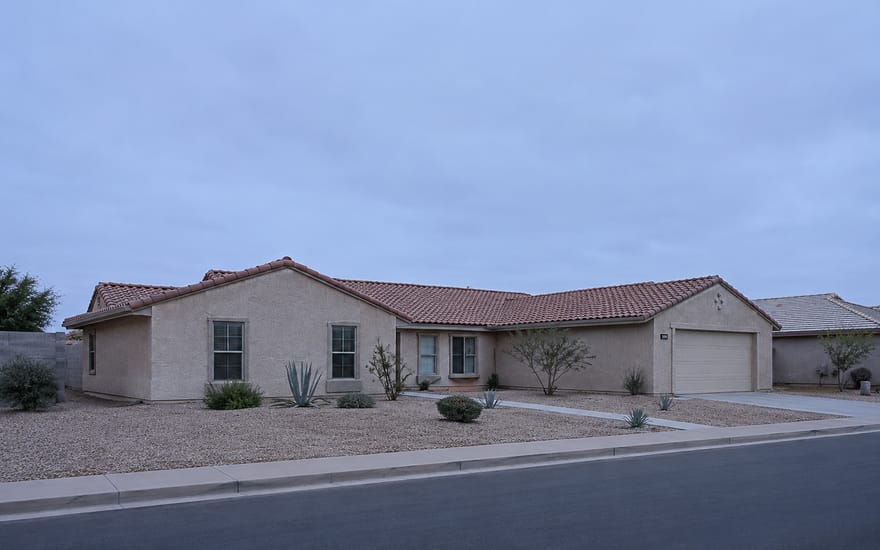 Single-story stucco home with tile roof, Phoenix Arizona